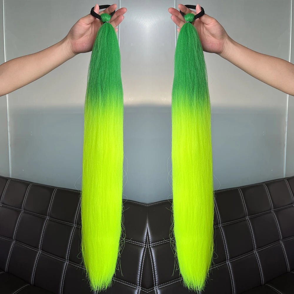 Vibrant 2Pcs Colorful Ponytail Extension Long Straight DIY Braid