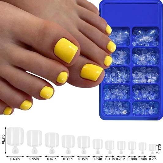 100Pcs Natural/Clear Short Square Press-On False Toenails