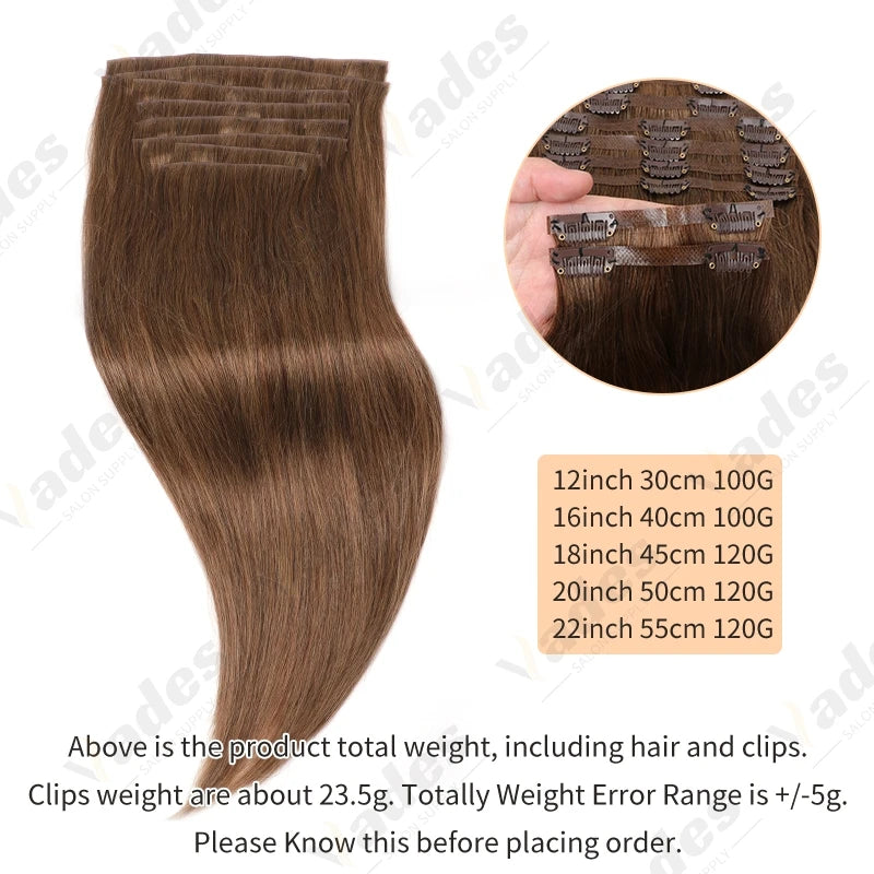 Invisible Seamless PU Clip In Human Hair Extension Tape Weft Clip in Extensions 7Pcs/set 12-24inch 100G 120G Clip on Hair