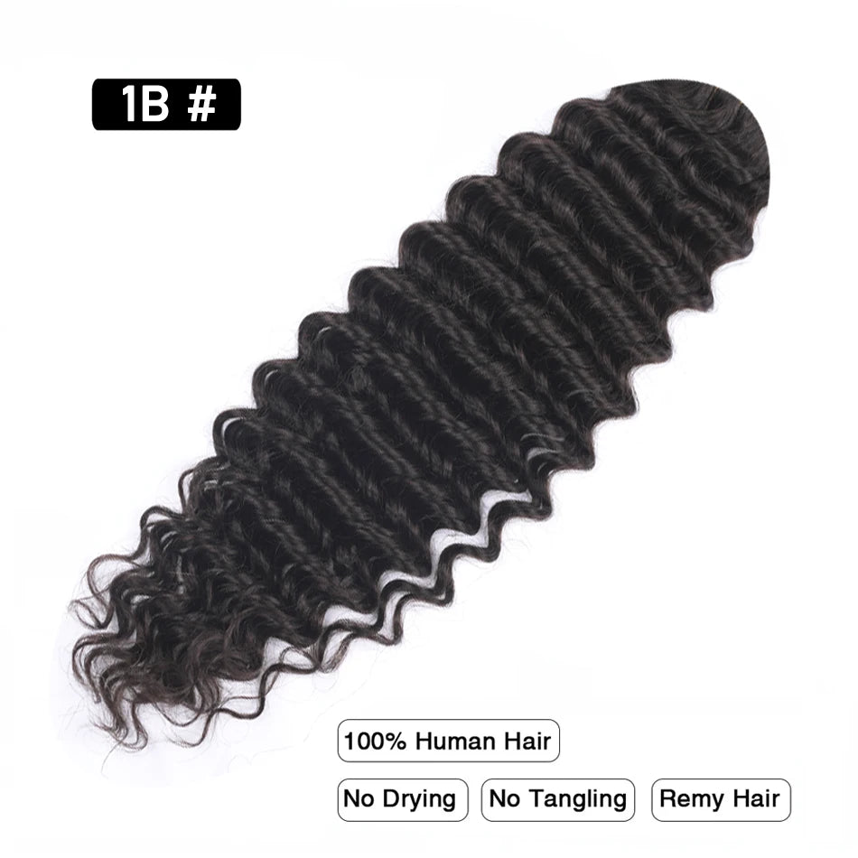 Pre-Colored Deep Wave Bulk Braiding Human Hair No Weft Remy Bulk Human Hair 14 To 28 Inch Bulk Hair Extension Crochet Braids