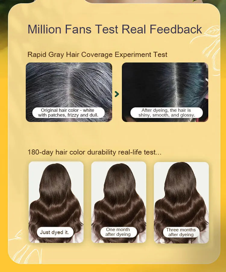 Natural Hair Dye Shampoo Plant Flower Scent Home Single Dose Temporary Hair Dye Long-lasting Color Cover Gray Hair for Women Men