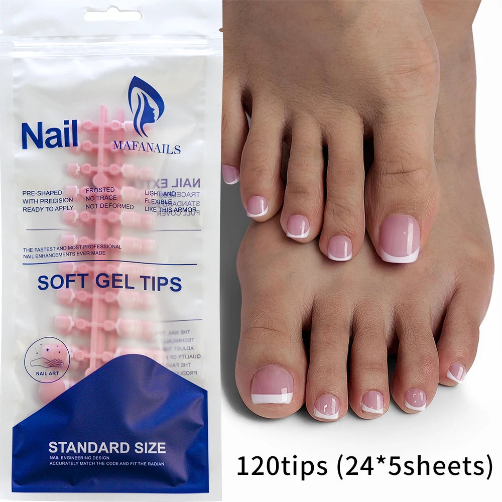 120pcs Pink Ombre Coffin Press-On Nails – Glossy