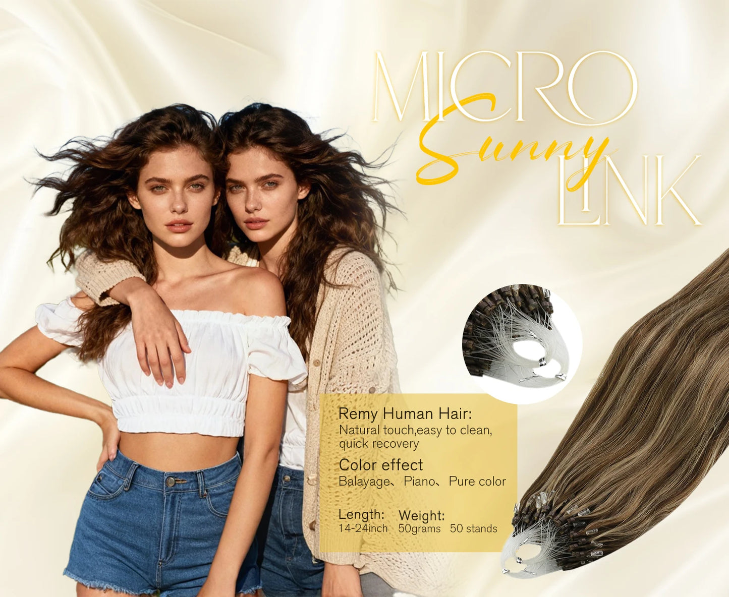 Remy Micro Ring Human Hair Extensions – No Heat, No Damage, 1g Strands