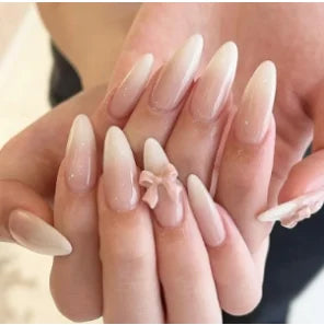 24pcs Cat Eye French Press-On Nails with 3D Bow