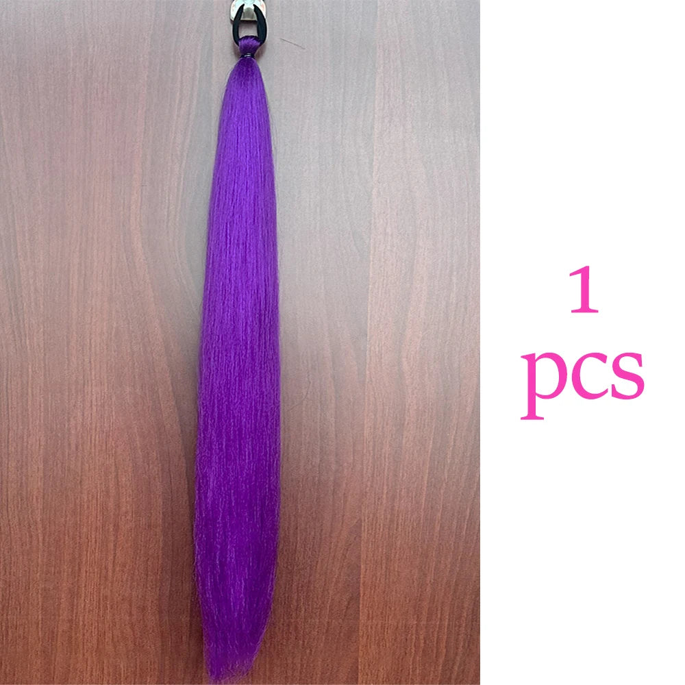 Vibrant 2Pcs Colorful Ponytail Extension Long Straight DIY Braid
