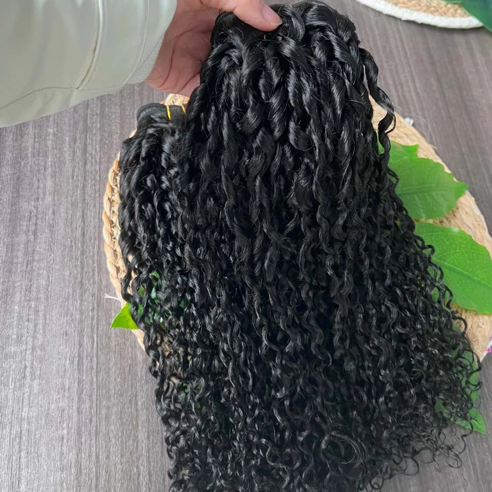 3B 4C Burmese Pixie Curly Hair Bundles Virgin Human Hair Burmese Vietnamese Raw Human Hair Extensions Wholesale For Full Head