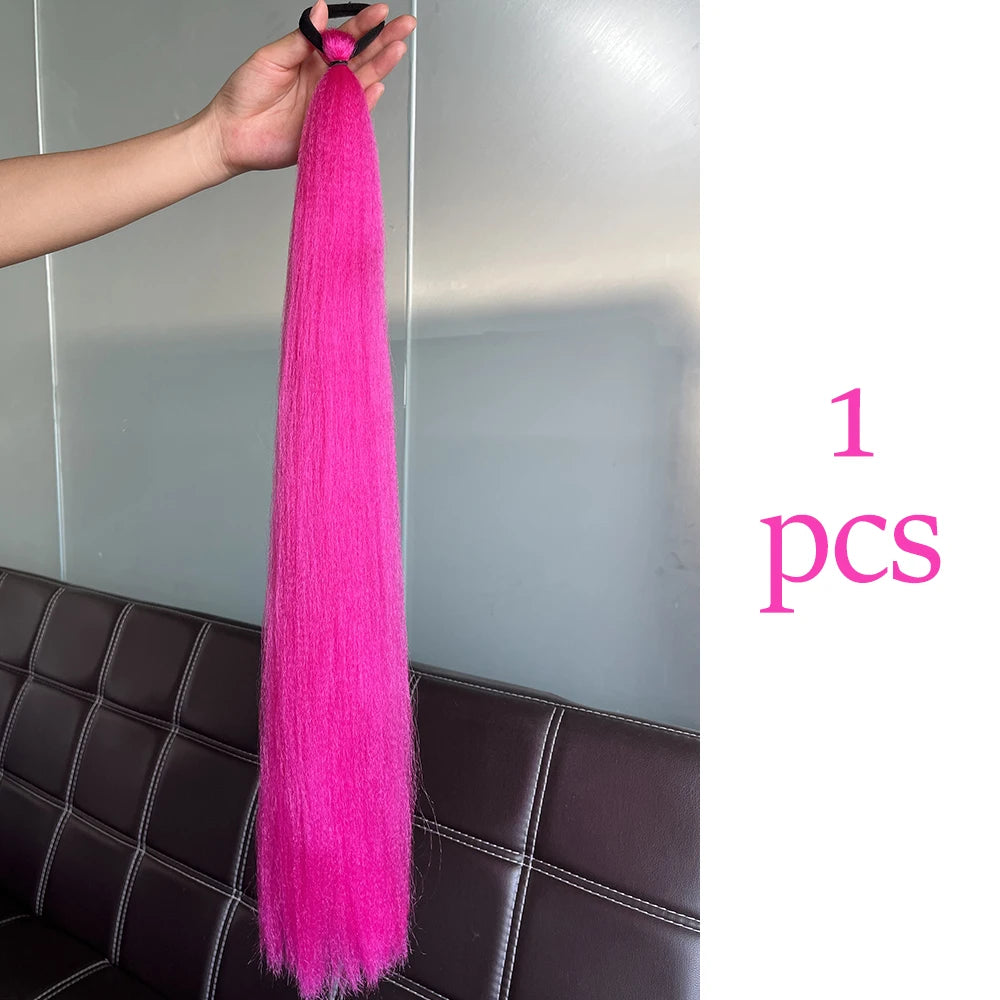 Vibrant 2Pcs Colorful Ponytail Extension Long Straight DIY Braid