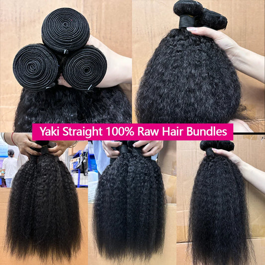 12A Kinky Straight Human Hair Bundles 20-24 Inch