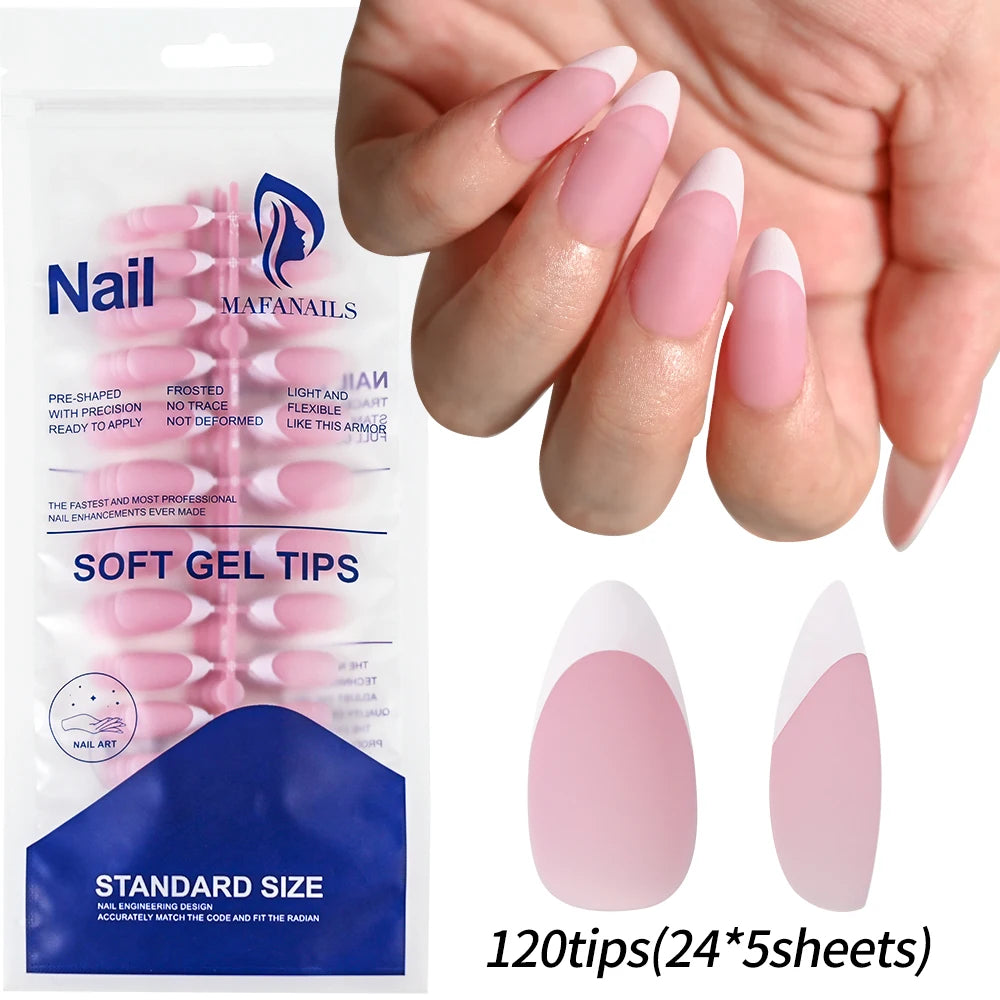 120pcs Pink Ombre Coffin Press-On Nails – Glossy