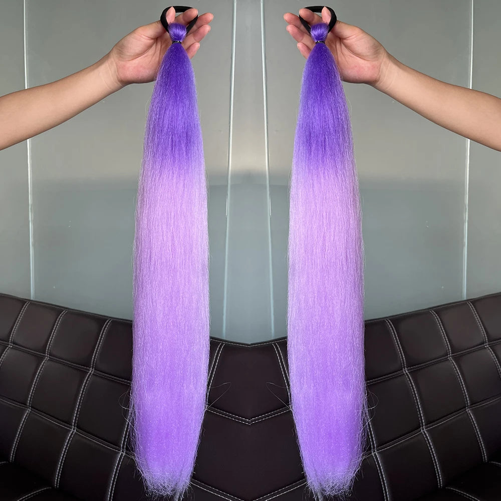 Vibrant 2Pcs Colorful Ponytail Extension Long Straight DIY Braid