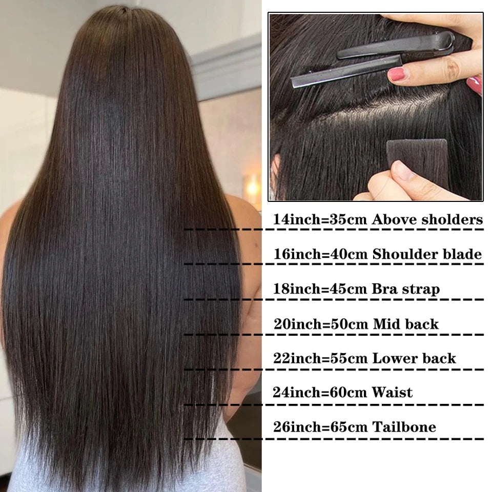 Tape In 100% Real Remy Human Hair Brazilian Human Hair Straight Extensions Skin Weft Adhesive Glue On Salon Quality for Woman
