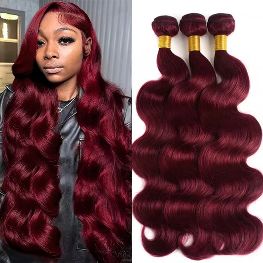 16A Burgundy Body Wave Brazilian Human Hair Bundles
