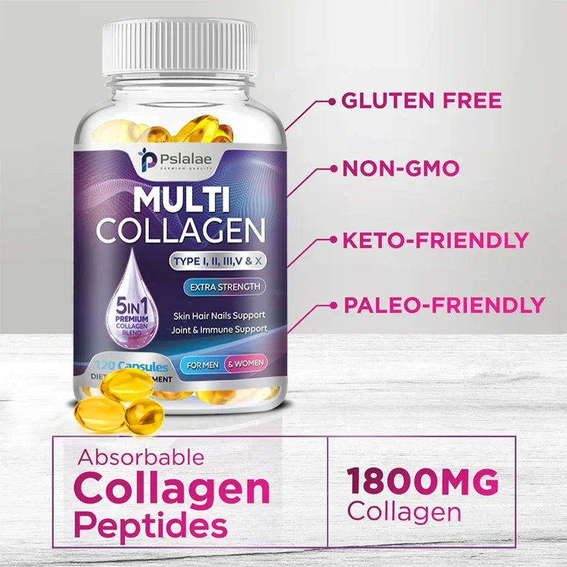 Multi Collagen Complex Capsules – Types I II III V X | Hair Skin Nails