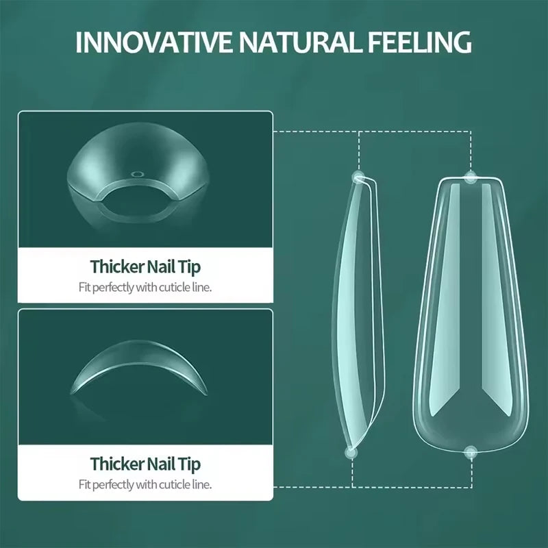 600Pcs Soft Gel Nail Tips Full Cover Coffin Almond Oval Set