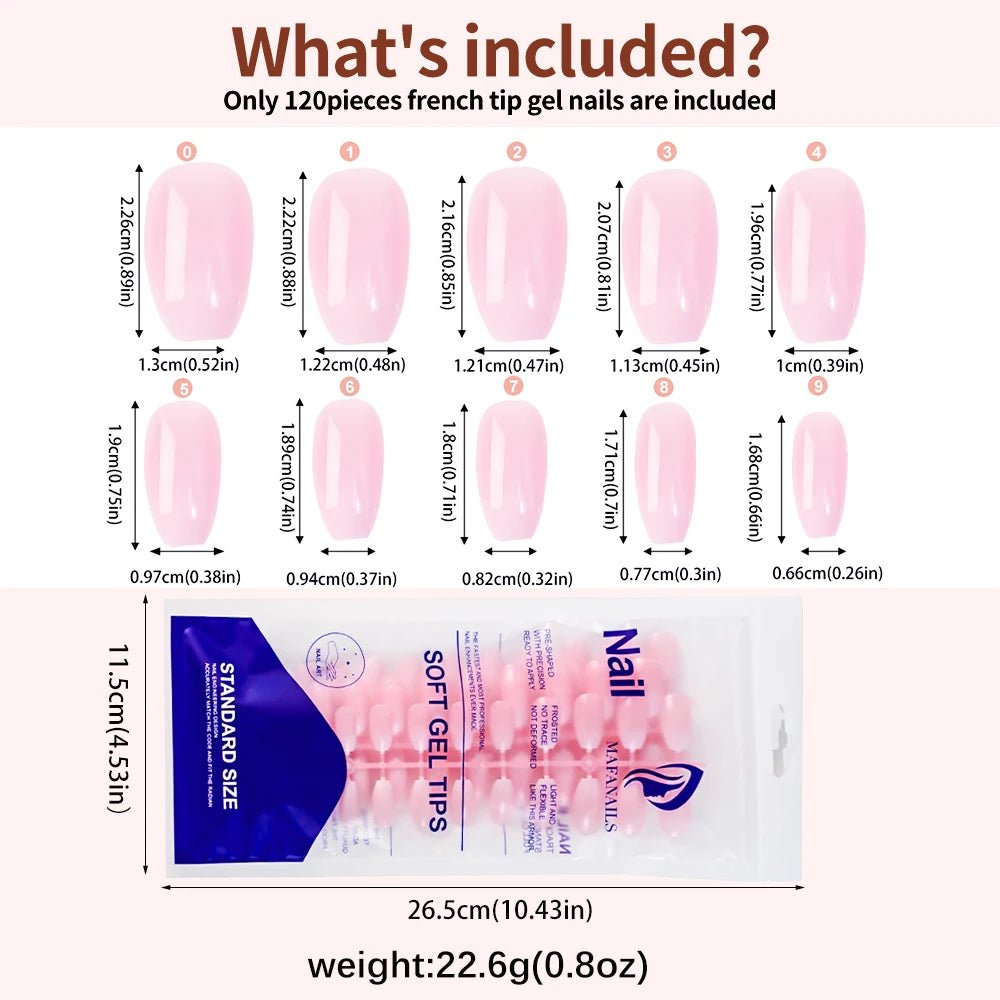 120pcs Pink Ombre Coffin Press-On Nails – Glossy