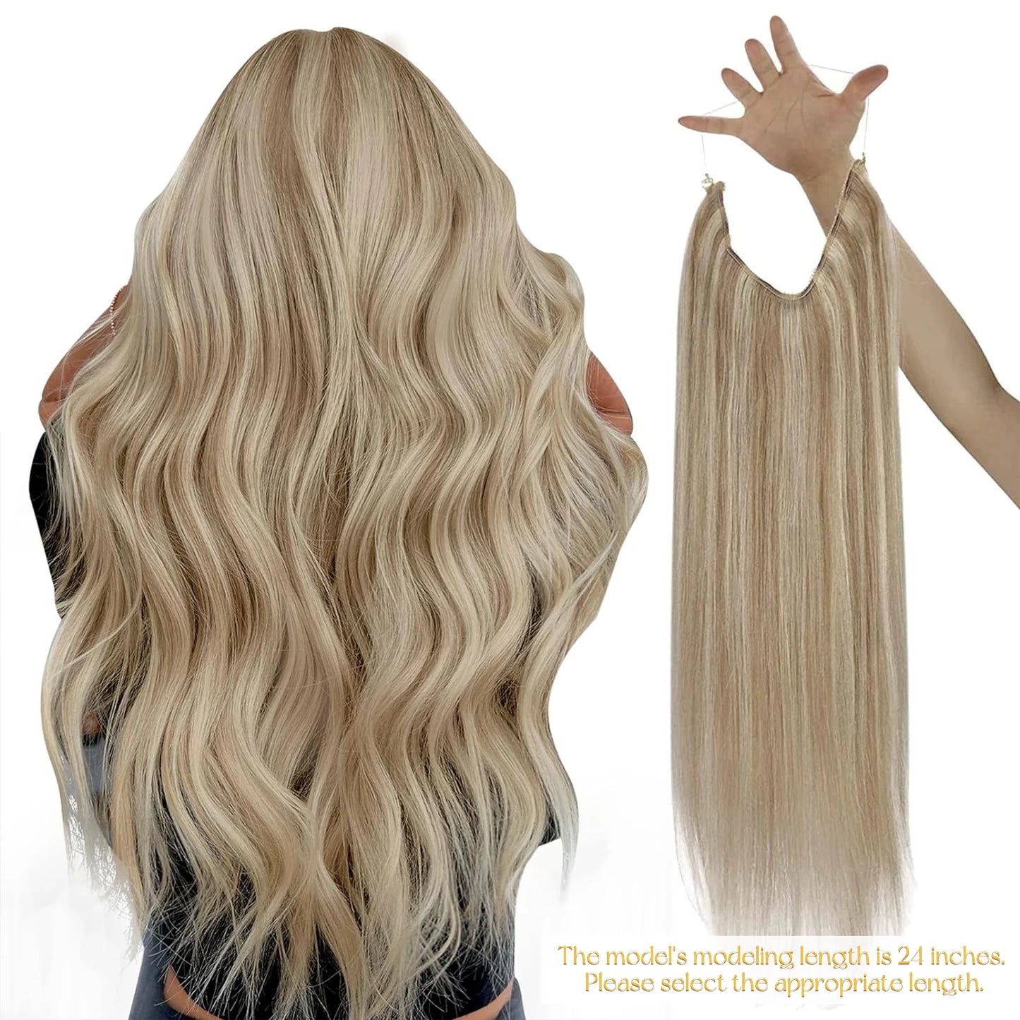 Invisible Wire Weft Hair Extensions Blonde Remy – One Piece Clips