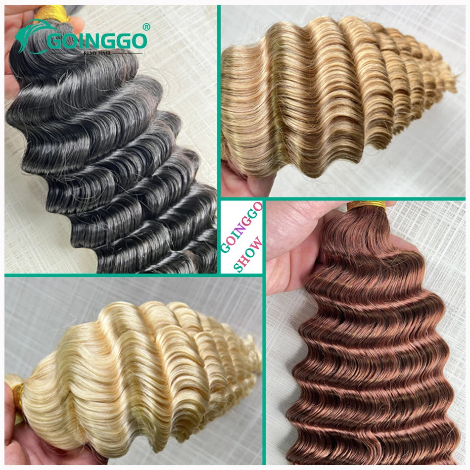Pre-Colored Deep Wave Bulk Braiding Human Hair No Weft Remy Bulk Human Hair 14 To 28 Inch Bulk Hair Extension Crochet Braids