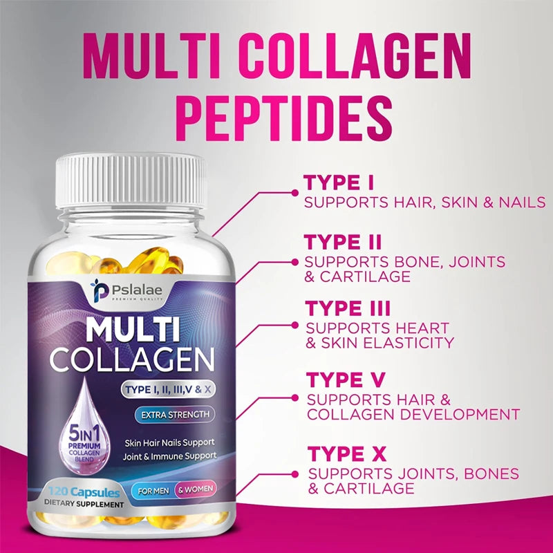 Multi Collagen Complex Capsules – Types I II III V X | Hair Skin Nails