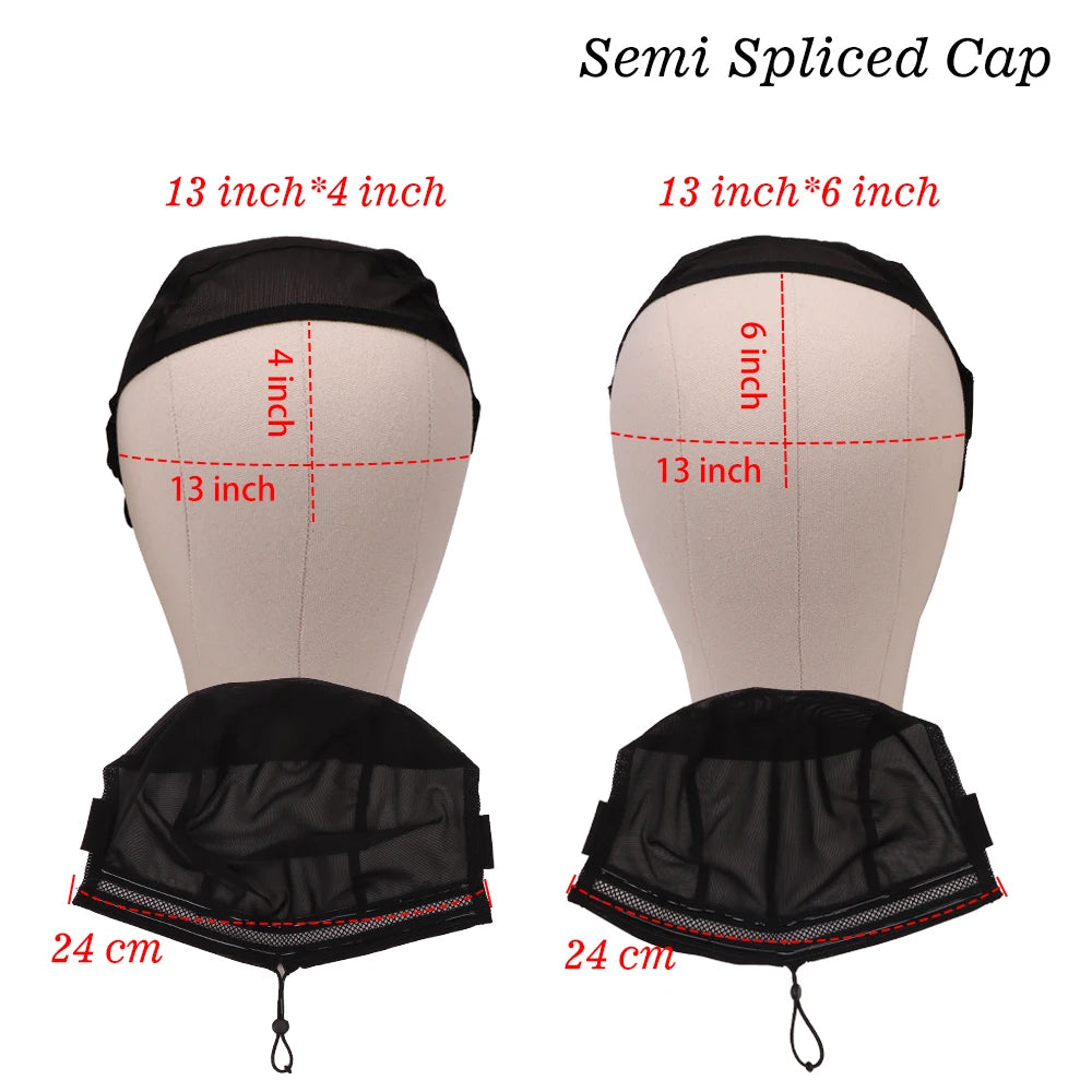 Plussign Half Splicing Wig Cap With Drawstring Silicone Band For Sewing 4*4 5*5 13*4 13*6 Lace Wig Lace Wig Cap For Making Wigs
