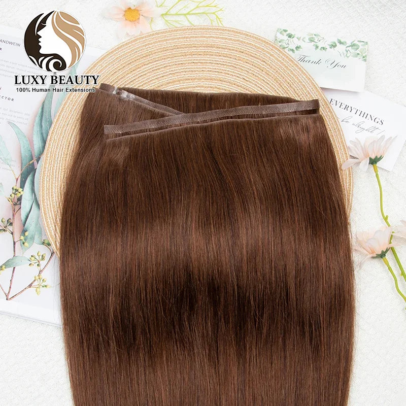 Invisible Tape Weft Human Hair Extensions – Brown Flat Weft