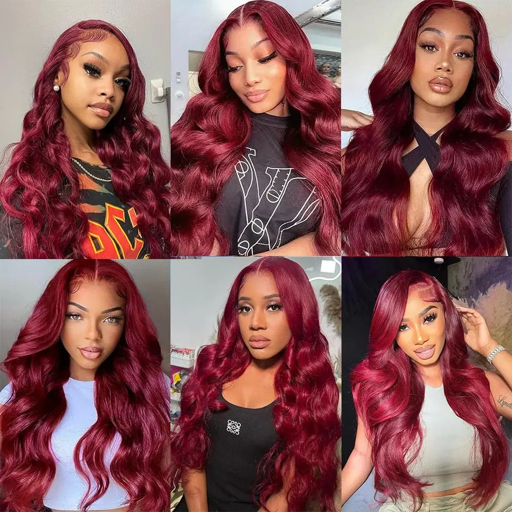 16A Burgundy 99j Body Wave Bundles Human Hair 30 Inch Brazilian Hair Weave Bundle Colored Real Human Hair 3/4 Raw Hair Bundles