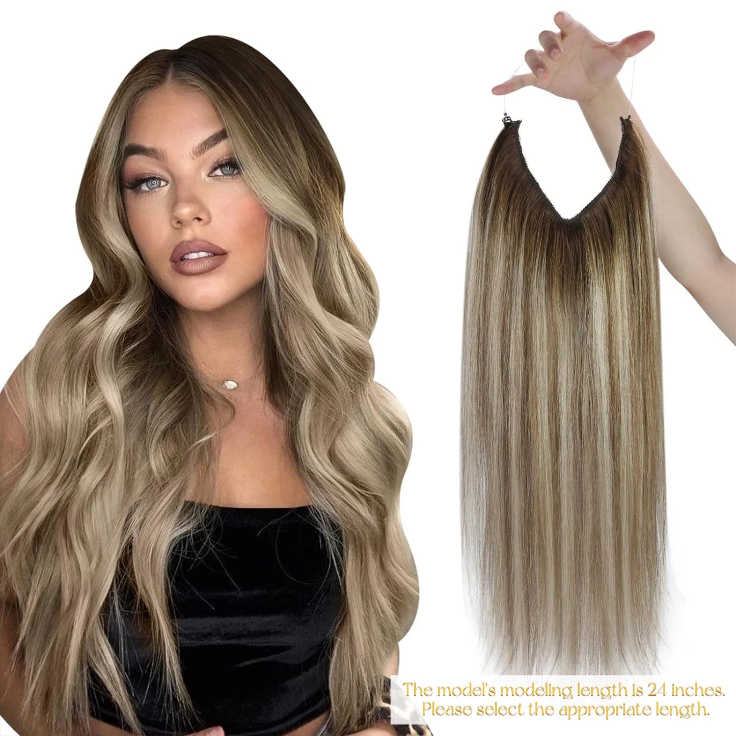 Invisible Wire Weft Hair Extensions Blonde Remy – One Piece Clips