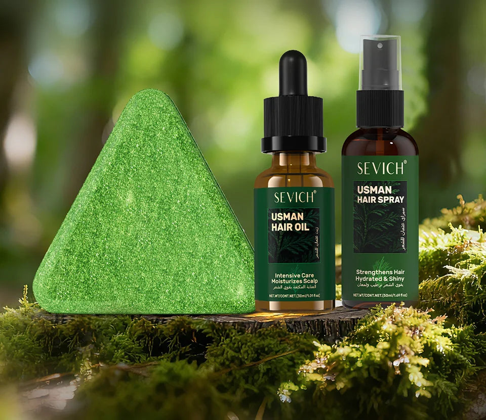 Anti Hair Loss Serum Set Hair Growth Essential Oil Usman Hair Regrowth Shampoo Soap Hair Care Thickening Oil Spray For Men Women