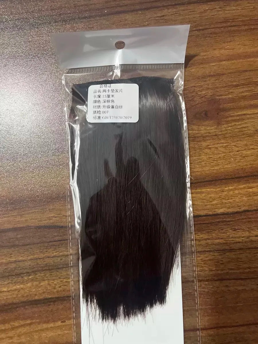 Synthetic Short Straight Pad Invisible Hair Extension Lining of Hair Top Side Cover Hairpiece for Women