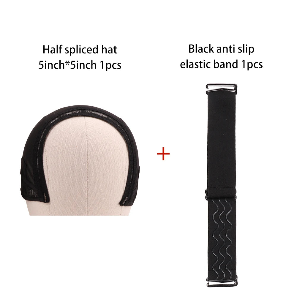 Plussign Half Splicing Wig Cap With Drawstring Silicone Band For Sewing 4*4 5*5 13*4 13*6 Lace Wig Lace Wig Cap For Making Wigs