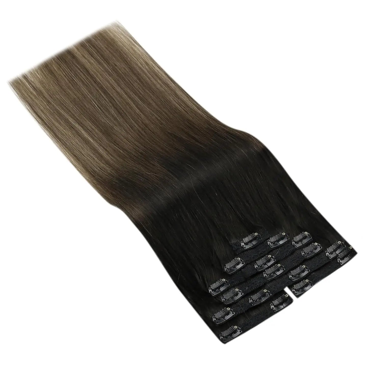 Double Weft Clip In Hair Extensions Brazilian Remy 7Pcs 100g