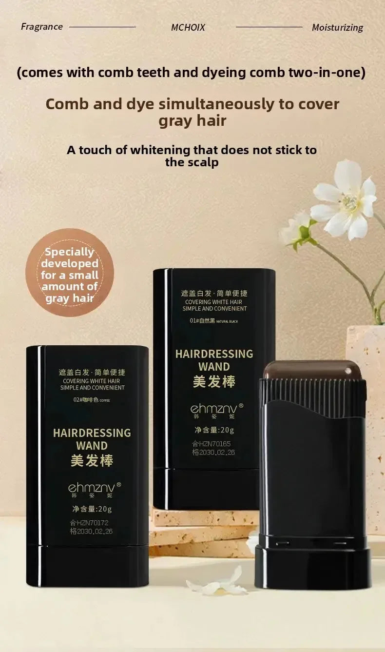 Quick Hair Dye Stick Permanent Coverage Long-Lasting Effect Portable Applicator Brush Design Touch Up the Color at Home