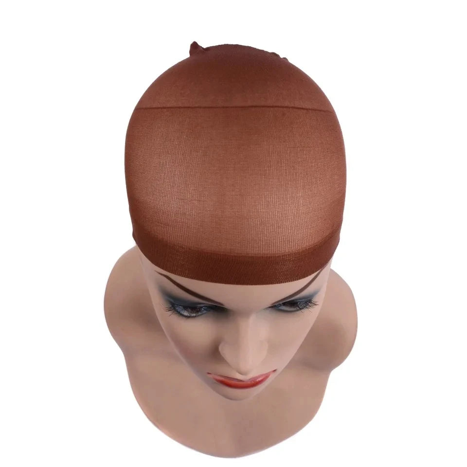 New Stocking Cap For Wigs 2Pcs Cheap Hair Net For Wigs Bald Cap Beige Brown Black Nylon Stocking Wig Cap Stretchy Hair Cap