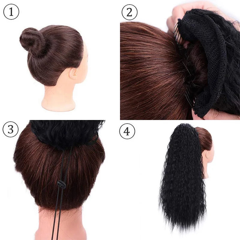 Premium Kinky Curly Drawstring Ponytail 22" Clip-In Hair Extension