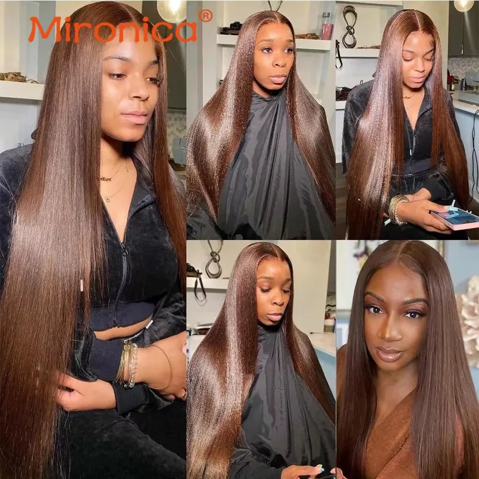 Straight  Chocolate Brown 1/3/4Human Hair Bundles Deal  Human Hair Weaving Wefts Remy Human Hair Extensions for Women  100 G/Pcs