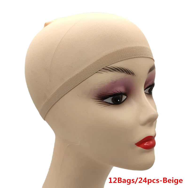 Elastic Nylon Wig Caps Stretch Hair Net Wig Liner Caps Breathable Wig Stocking Caps 24Pcs Pack for Women Hair Wig Installation