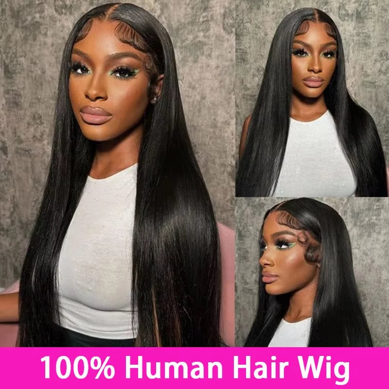 Real Full Lace Front Straight Wig HD Pre Plucked Natrual Black Lace Front Wig Transparent Lace Front Human Wig For Women