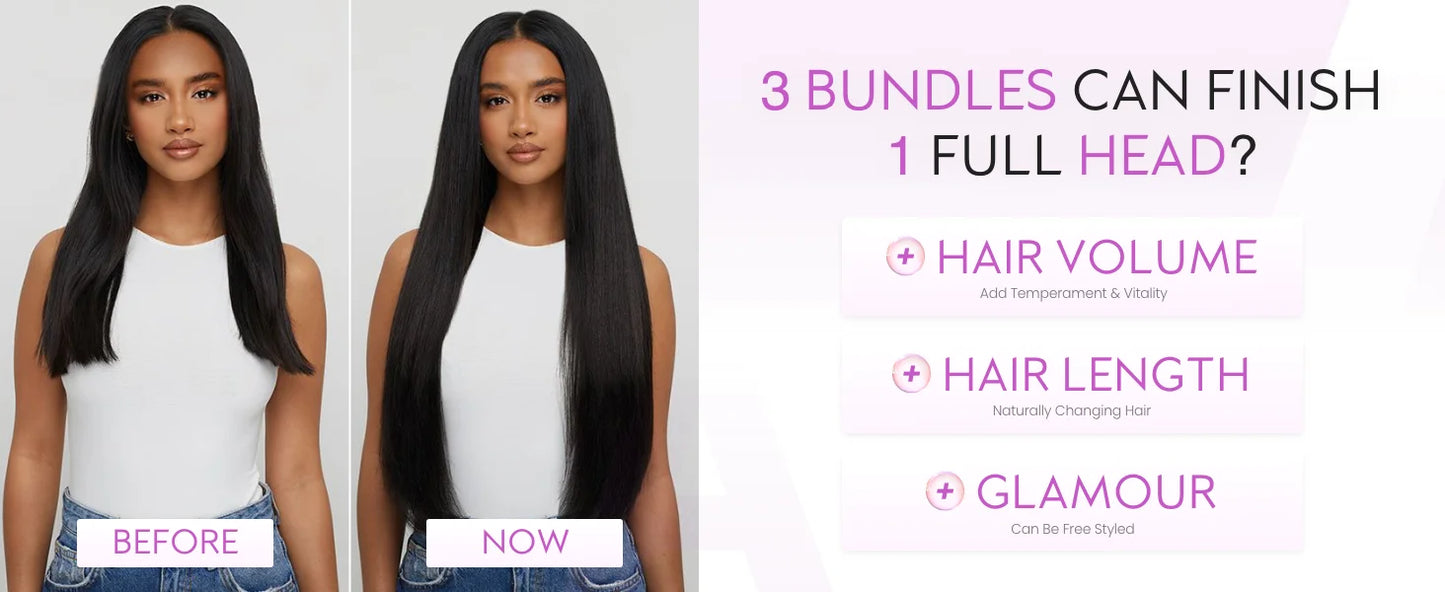 Brazilian Bone Straight Human Hair Bundles Virgin Hair Natural Color