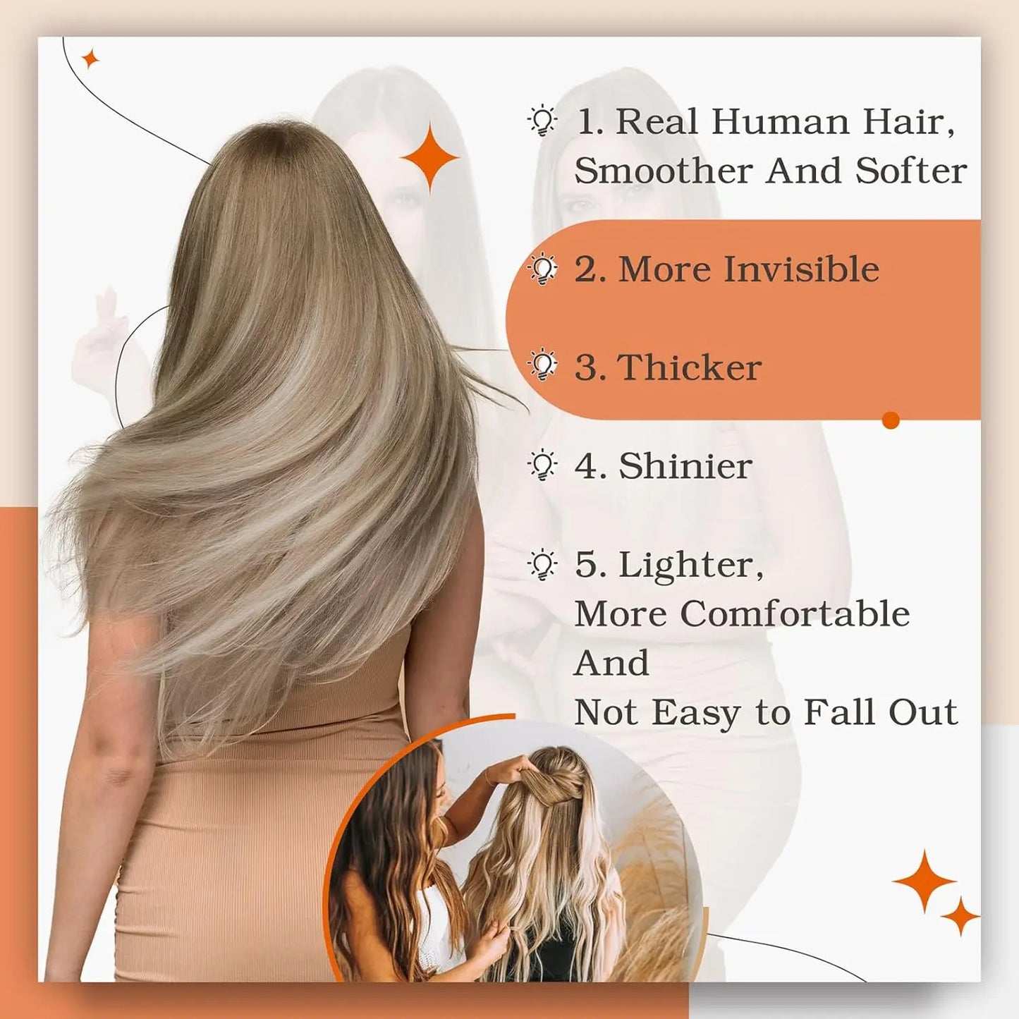 Balayage Tape In Human Hair Extensions – 20Pcs Seamless Remy