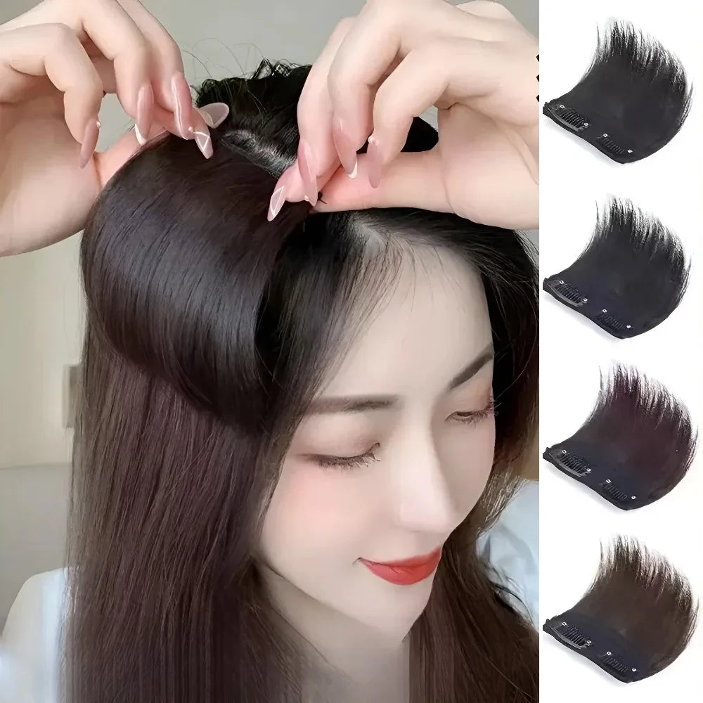 Synthetic Short Straight Pad Invisible Hair Extension Lining of Hair Top Side Cover Hairpiece for Women