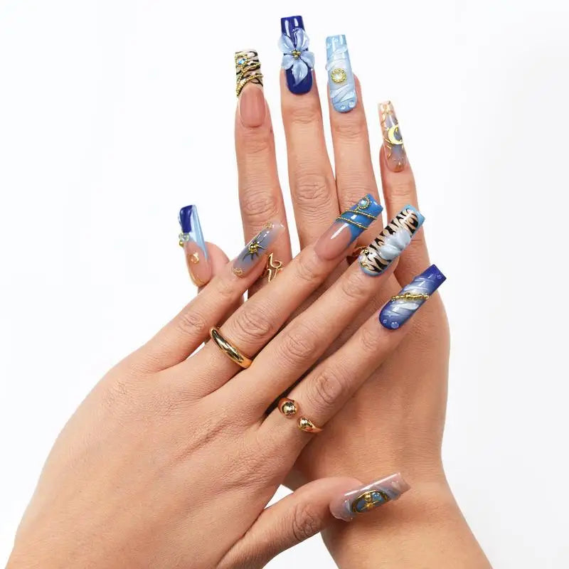 24pcs Medium Long Square French Press-On Nails