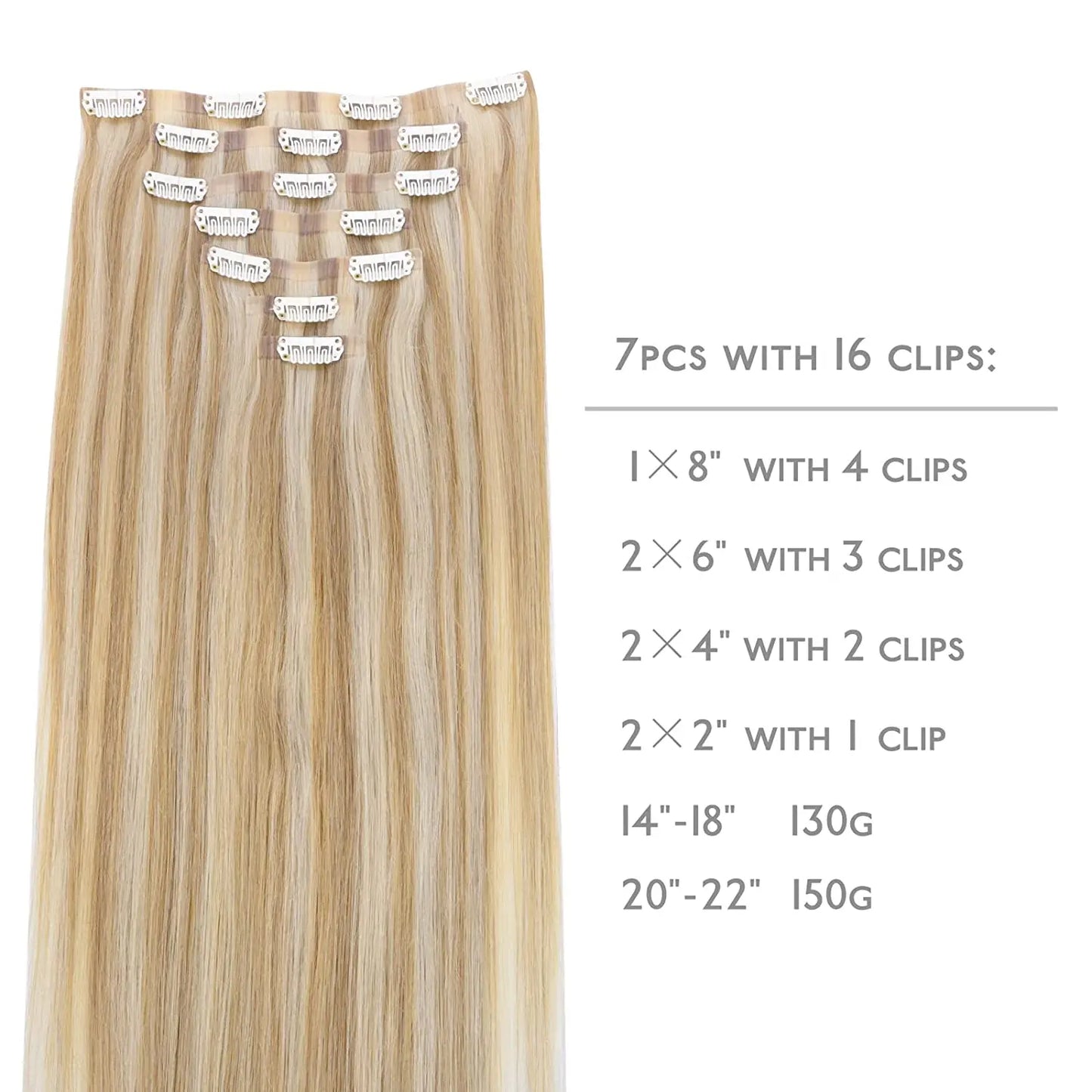 Seamless Clip In Hair Extensions Human Hair Invisible PU Tape In Remy Hair Extensions Ombre Blonde Color Skin Weft  7Pcs 150g
