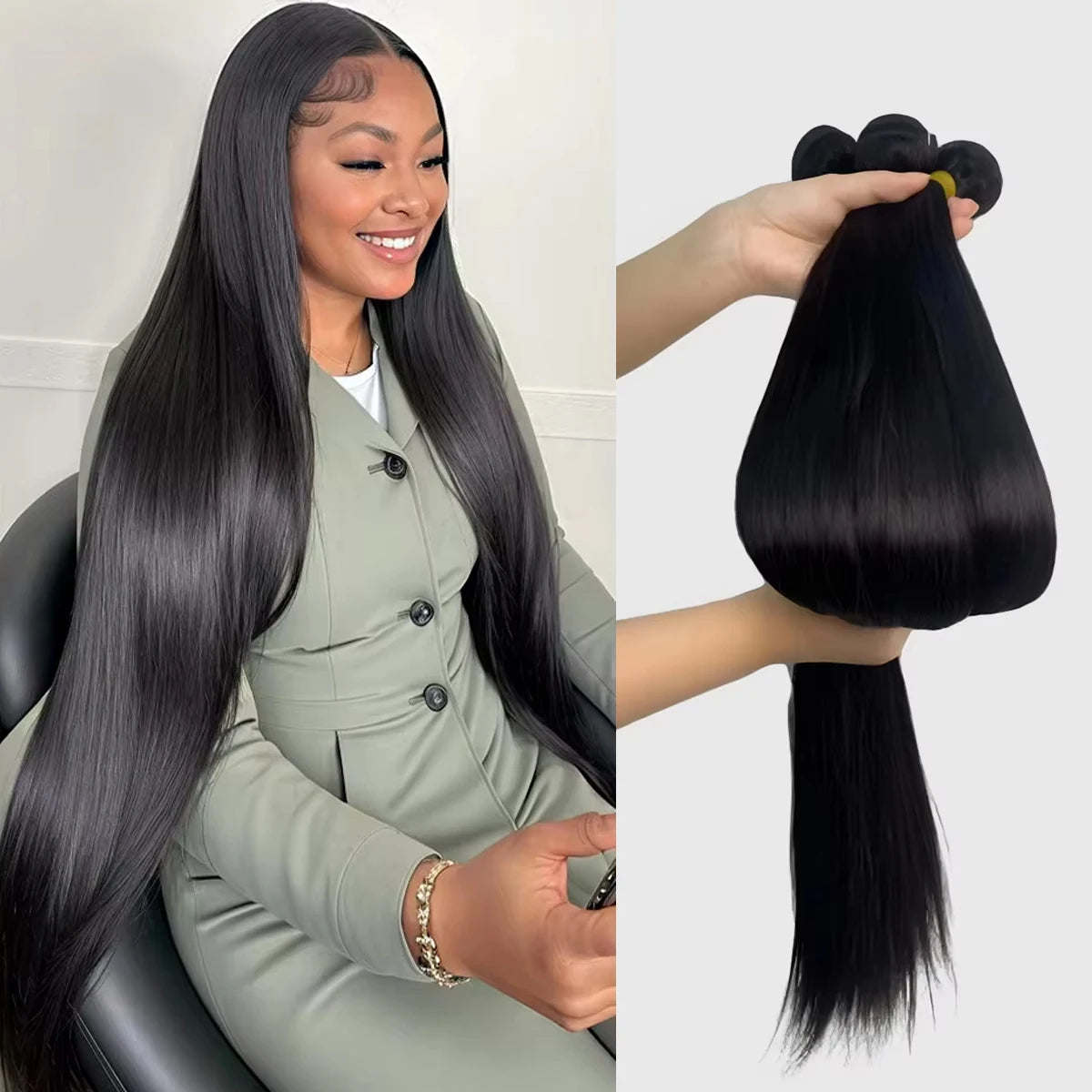 Brazilian Bone Straight Human Hair Bundles Virgin Hair Natural Color