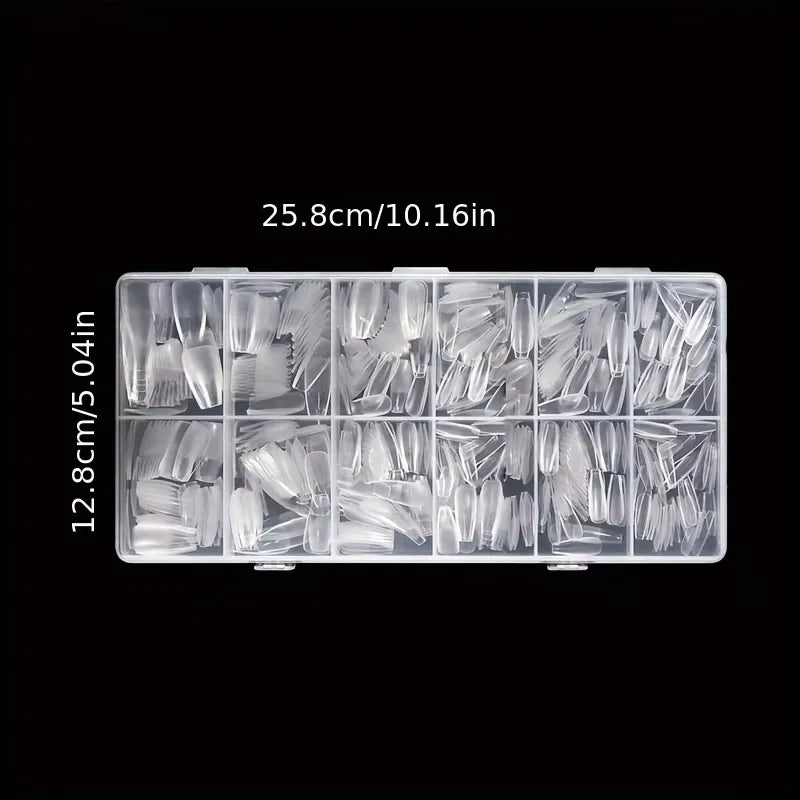 600Pcs Soft Gel Nail Tips Full Cover Coffin Almond Oval Set