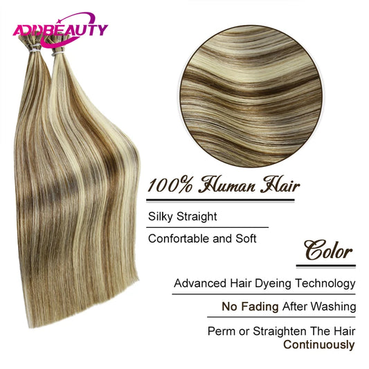 Straight Human Hair Extension By Fusion Flat Tip Keratin Capsules 0.8g/ 1g/Strand 50pcs Natural Hair Extension Ombre Blond Color