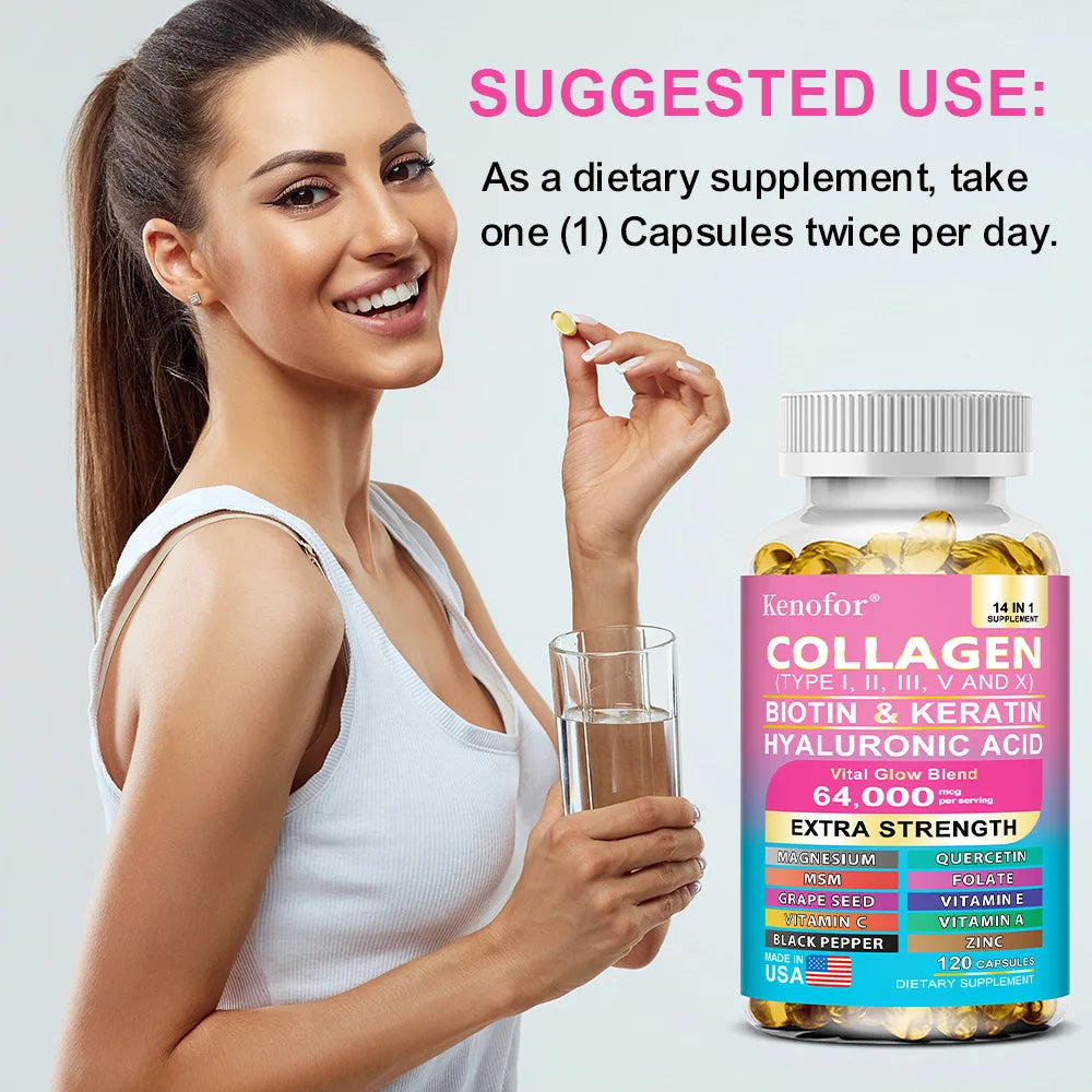 14-in-1 Collagen Biotin Keratin Capsules – Hair, Skin & Nails