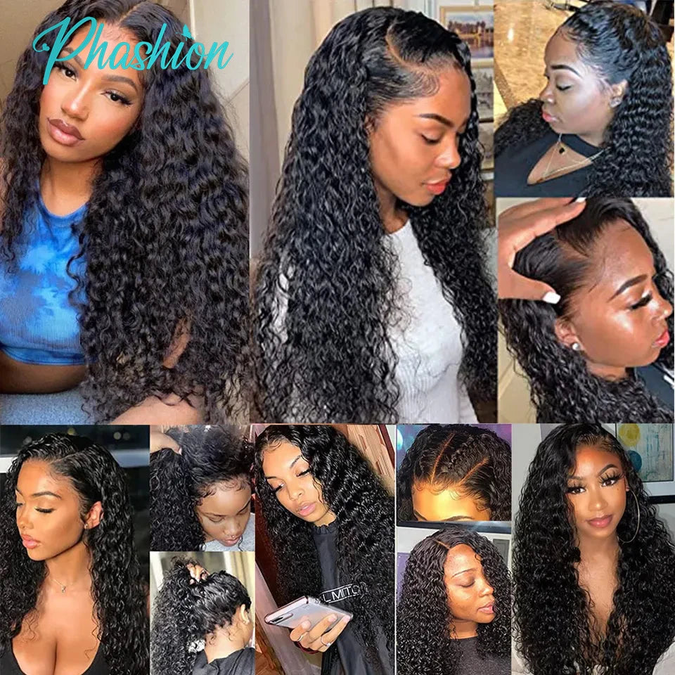 Phashion Water Wave 13x4 Lace Frontal Transparent Swiss 4×4 Closure Pre Plucked Ear to Ear Brazilian Human Hair For Black Women