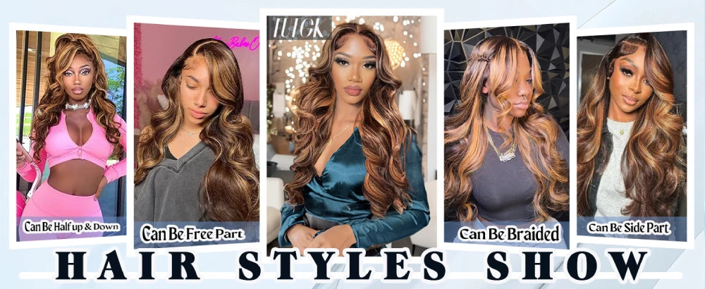 180 200 Density Remy Human Hair Body Wave Wigs P4/27 Highlight Colored 13x4 13x6 HD TranspatentLace Frontal 18-46 Inch Remy Hair