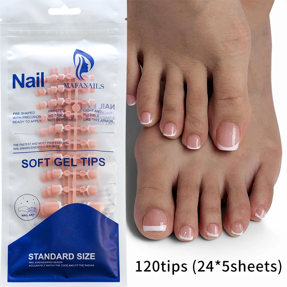 120pcs Pink Ombre Coffin Press-On Nails – Glossy