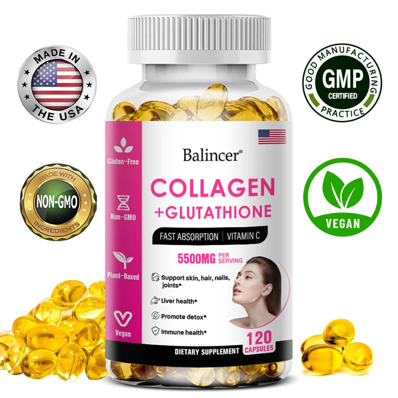 Glutathione Collagen Capsules – Skin Glow, Hair & Nails, Non-GMO