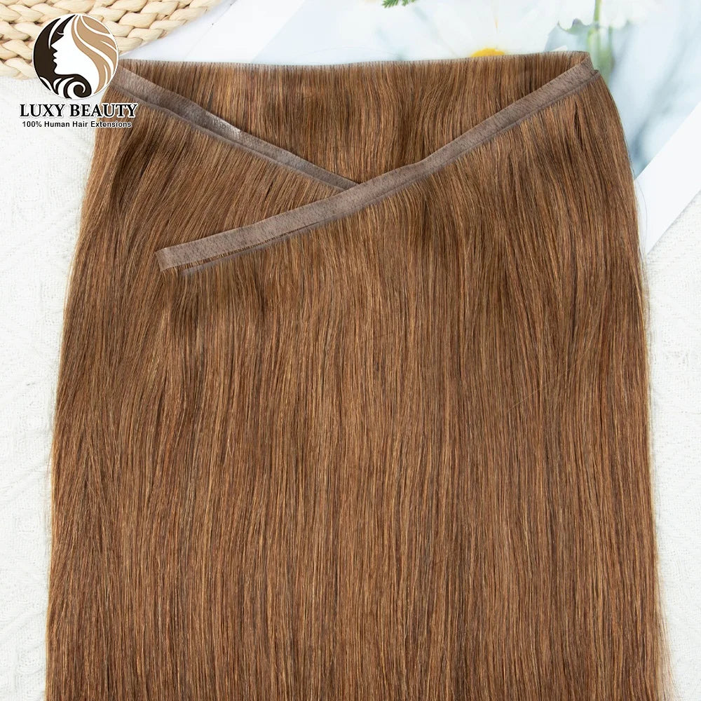 Invisible Tape Weft Human Hair Extensions – Brown Flat Weft